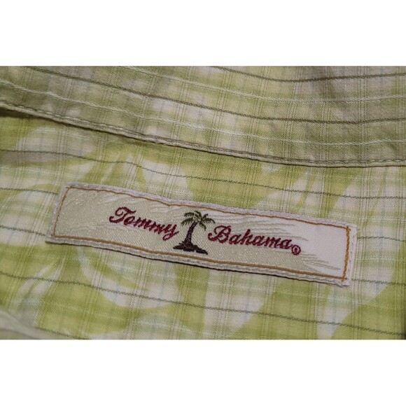 TOMMY BAHAMA Relax Tropical Green Silk Cotton Blend Embossed Large EUC - Picture 5 of 7